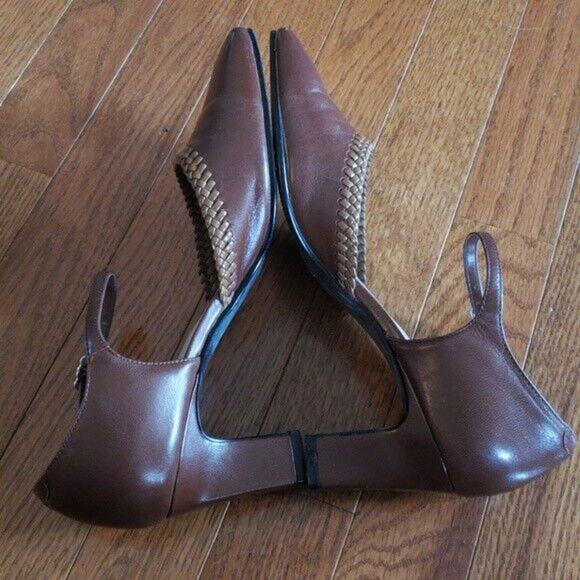 Andrew Geller Magic Heels Brown Ankle Strap Heels - Size 6 - Picture 6 of 8